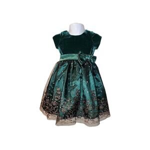 Nannette Kids 24M Holiday Party Dress Green Gold Sparkle Tulle Princess Fairy